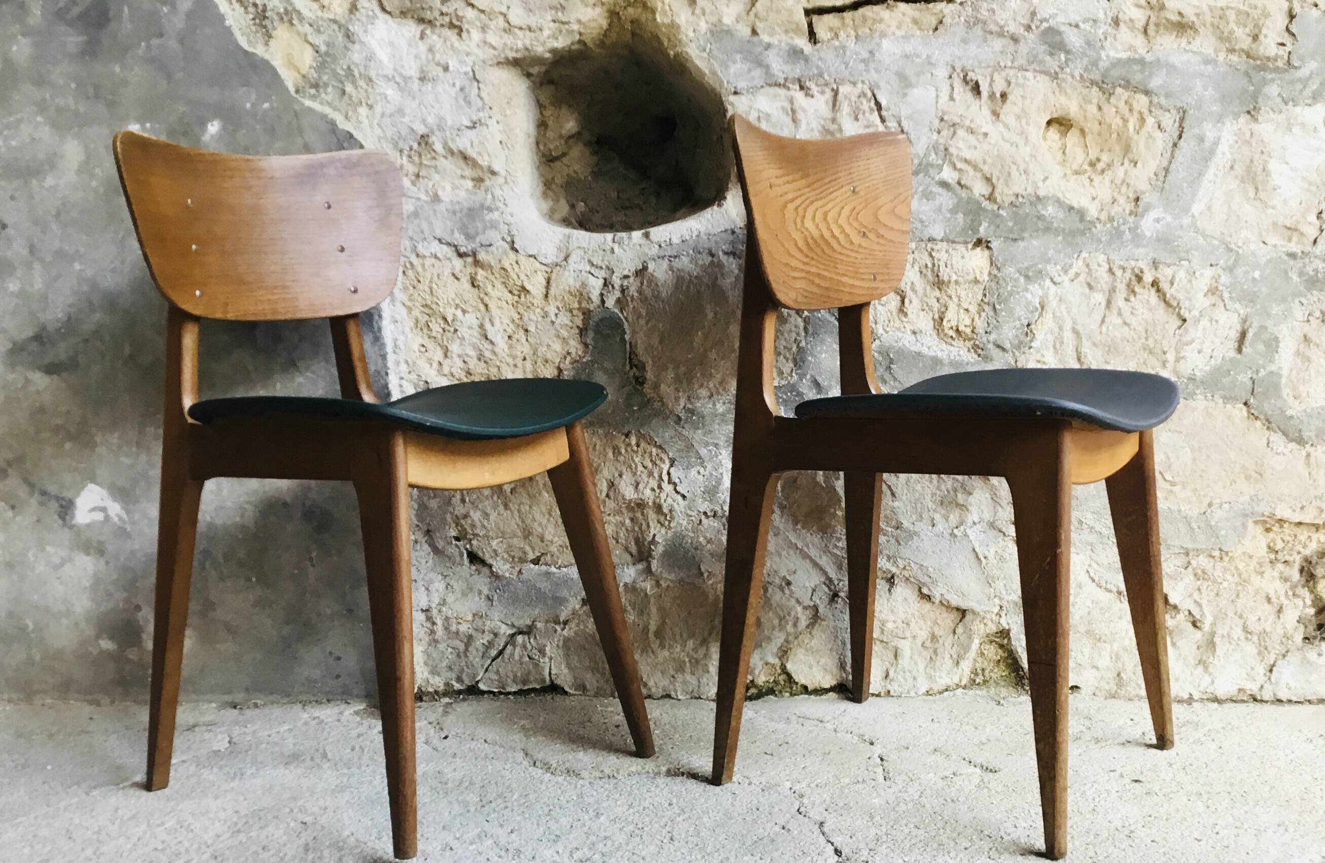 Pair of 6517 chairs by Roger Landault - design 1950
