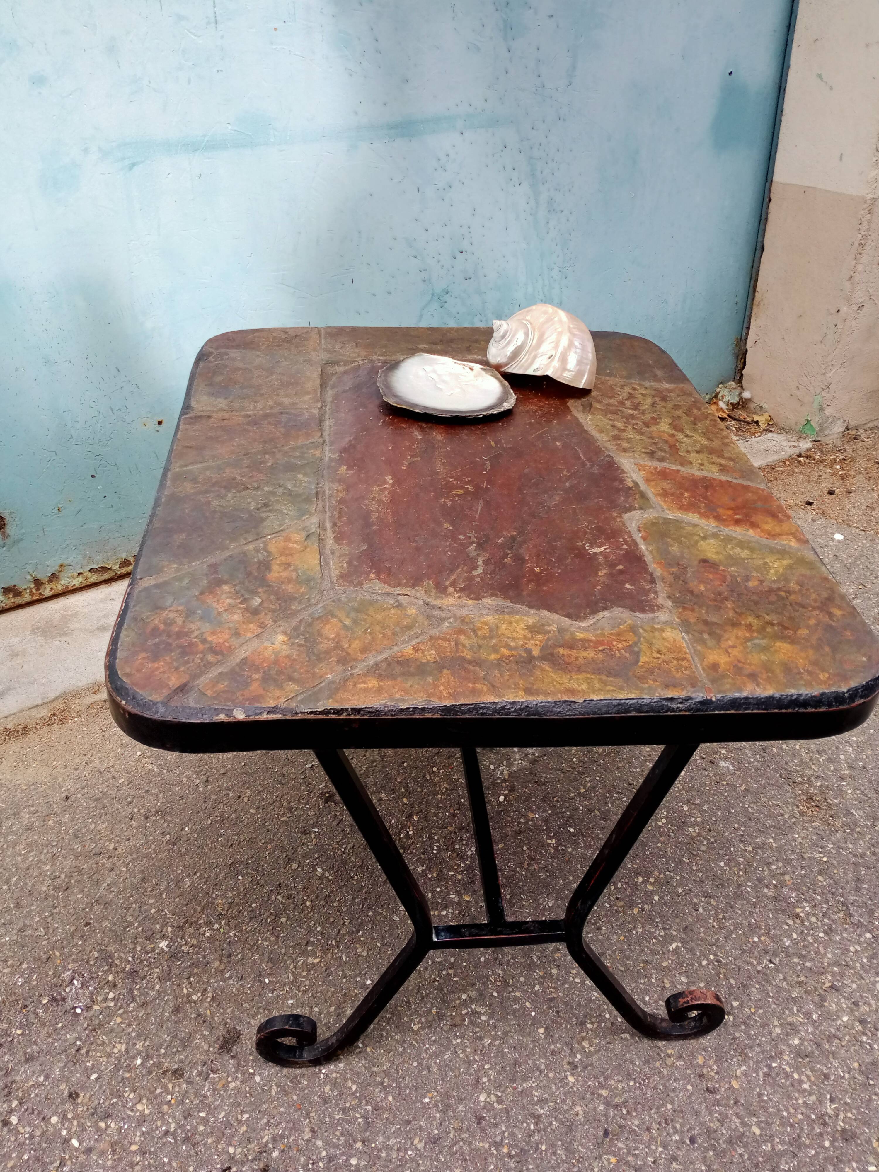 Table basse années 60 fer forgé