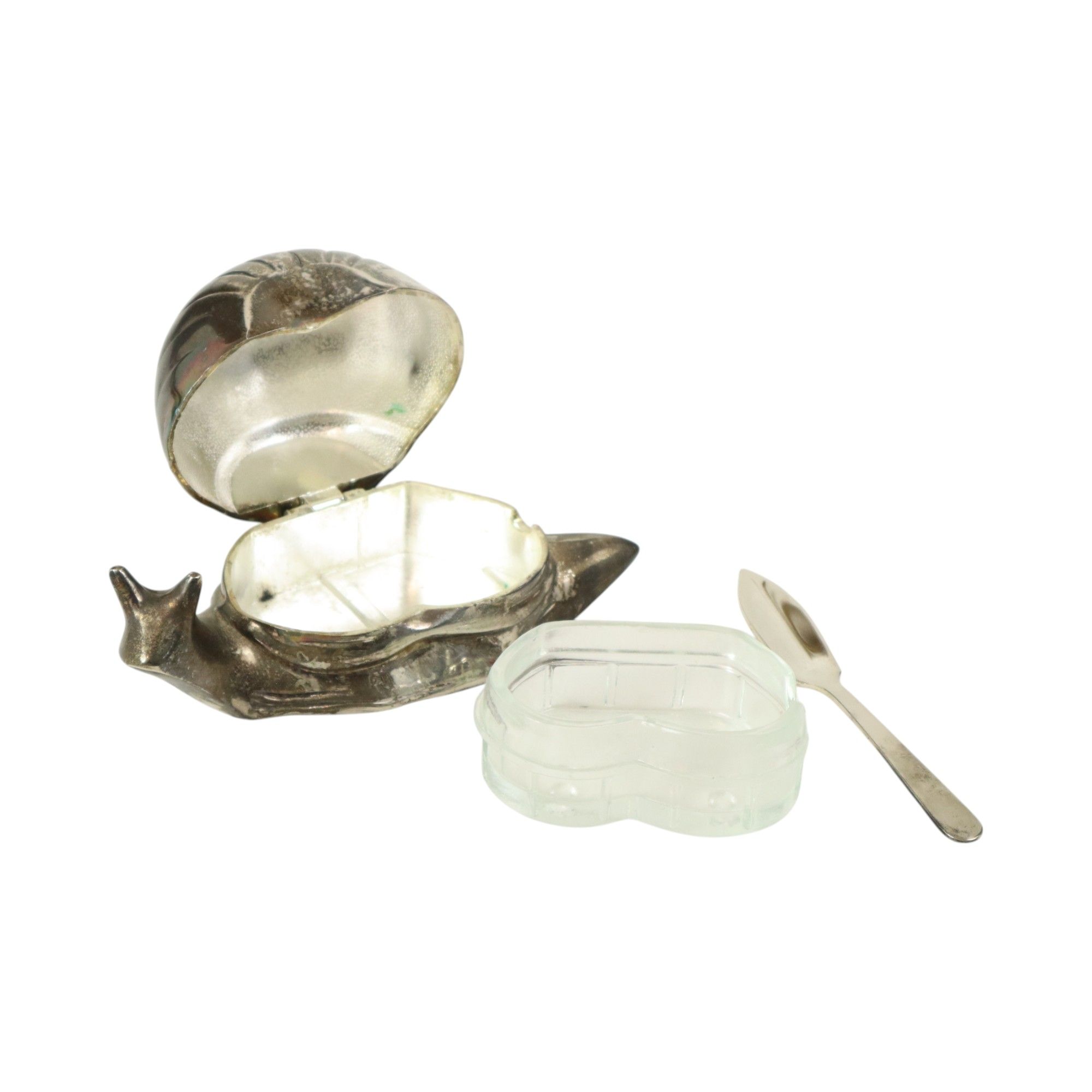 Vintage Silver Plated Butter Dish Snail EP Zinc Hong Kong 1960s