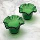 Pair of Green Blown Glass Candle Holders – Corolla Shape