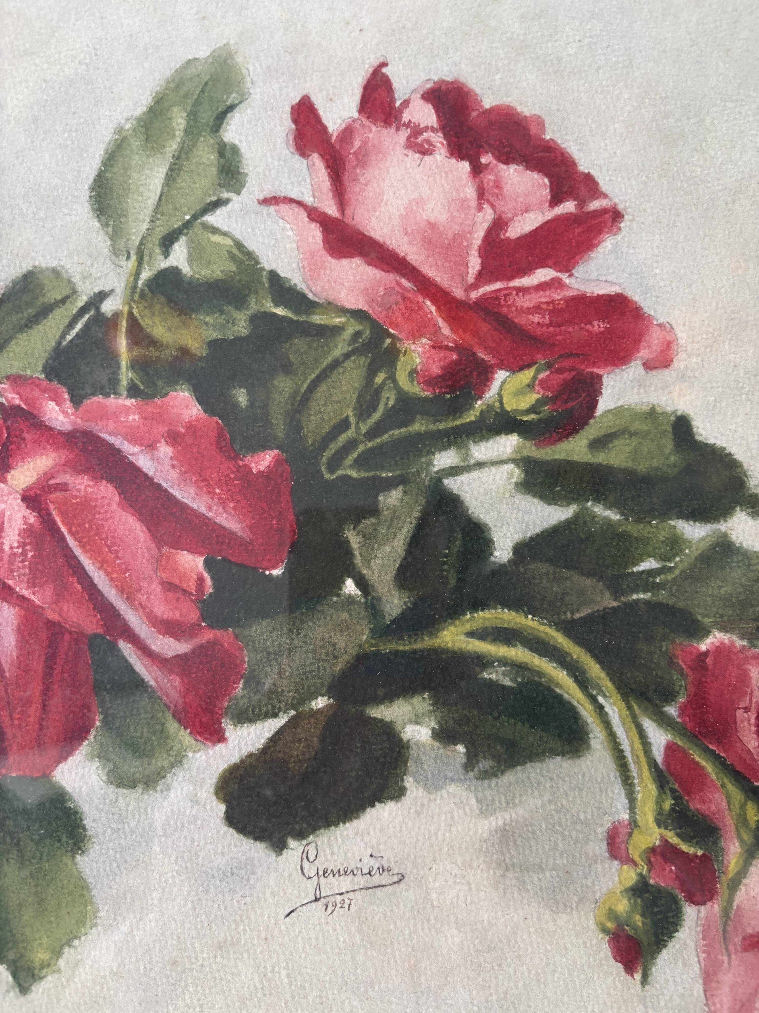 Paire de gouaches Bouquets de fleurs