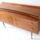 Vintage teak enfilade in brown, 1960s — brass mesh top and Dansette legs.