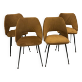 Set of 4 cocktail chairs in ocher velvet