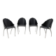 Set of 4 chairs by Bernard Dequet for Protis France Design in cast aluminum and leather, France 1980