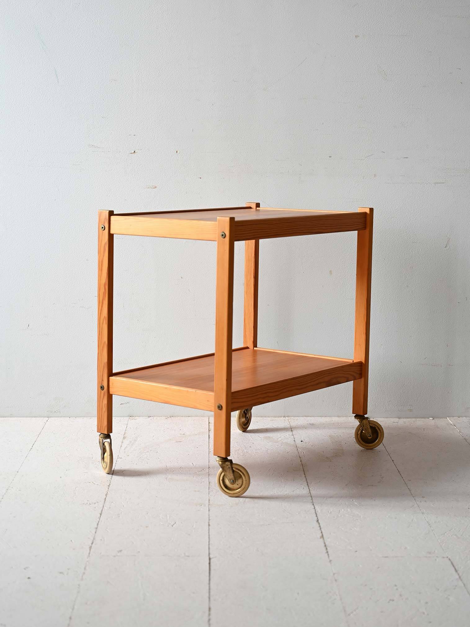 1960s Scandinavian pine wood trolley