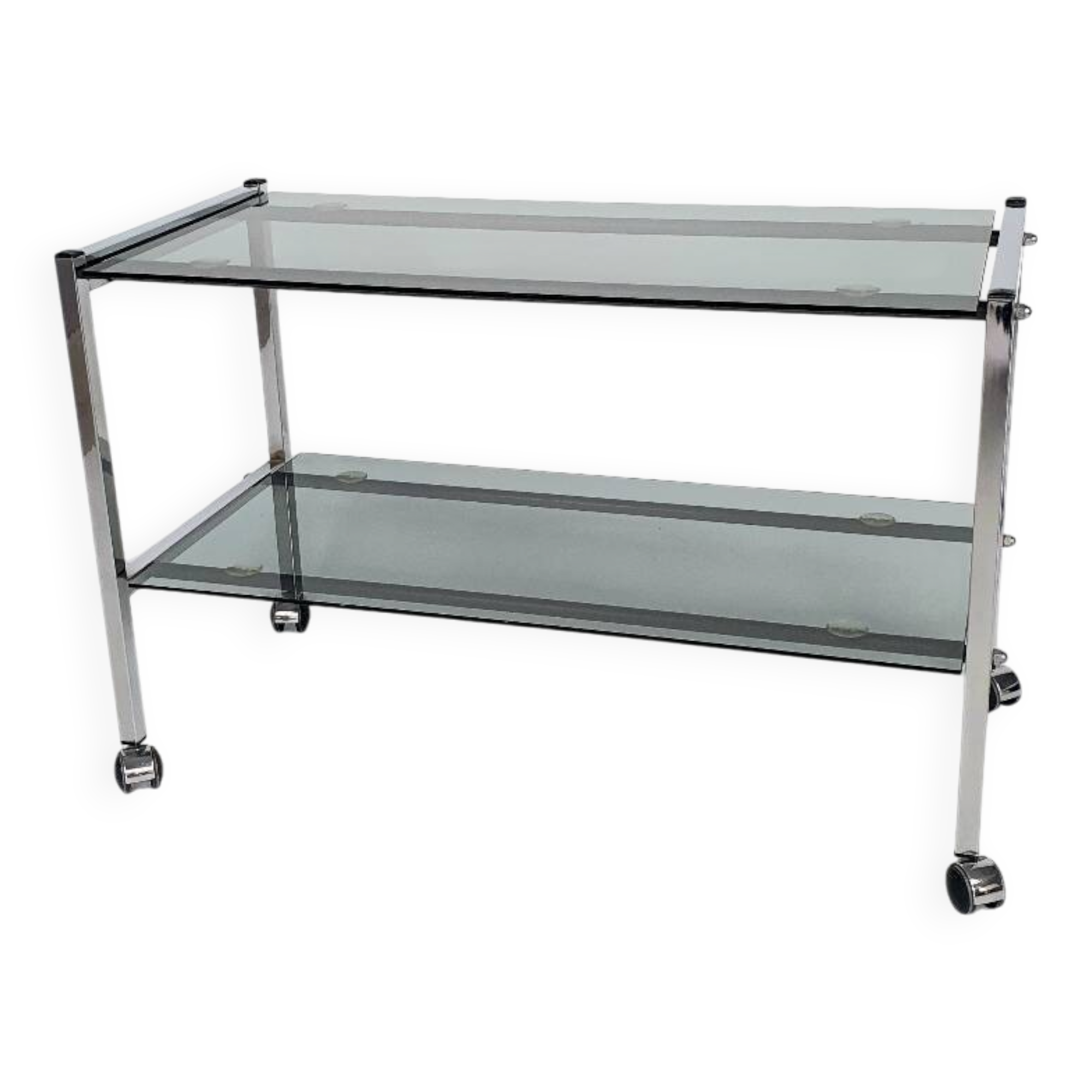 Vintage chrome and smoked glass console