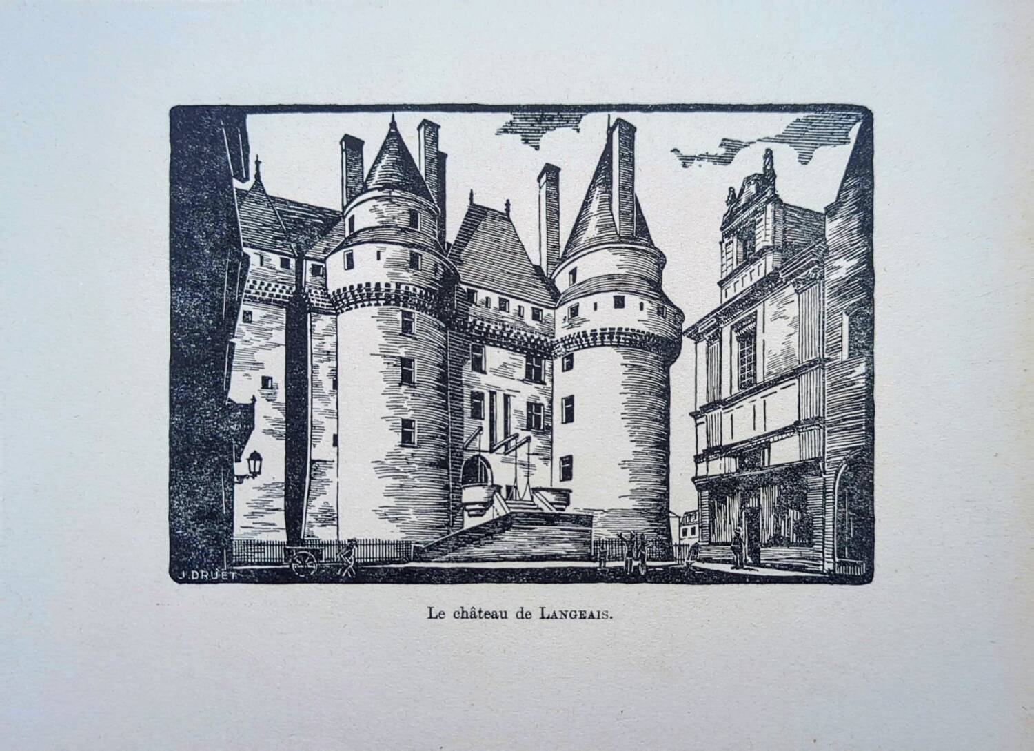 The Château de Langeais, printed in 1933, vintage engraving