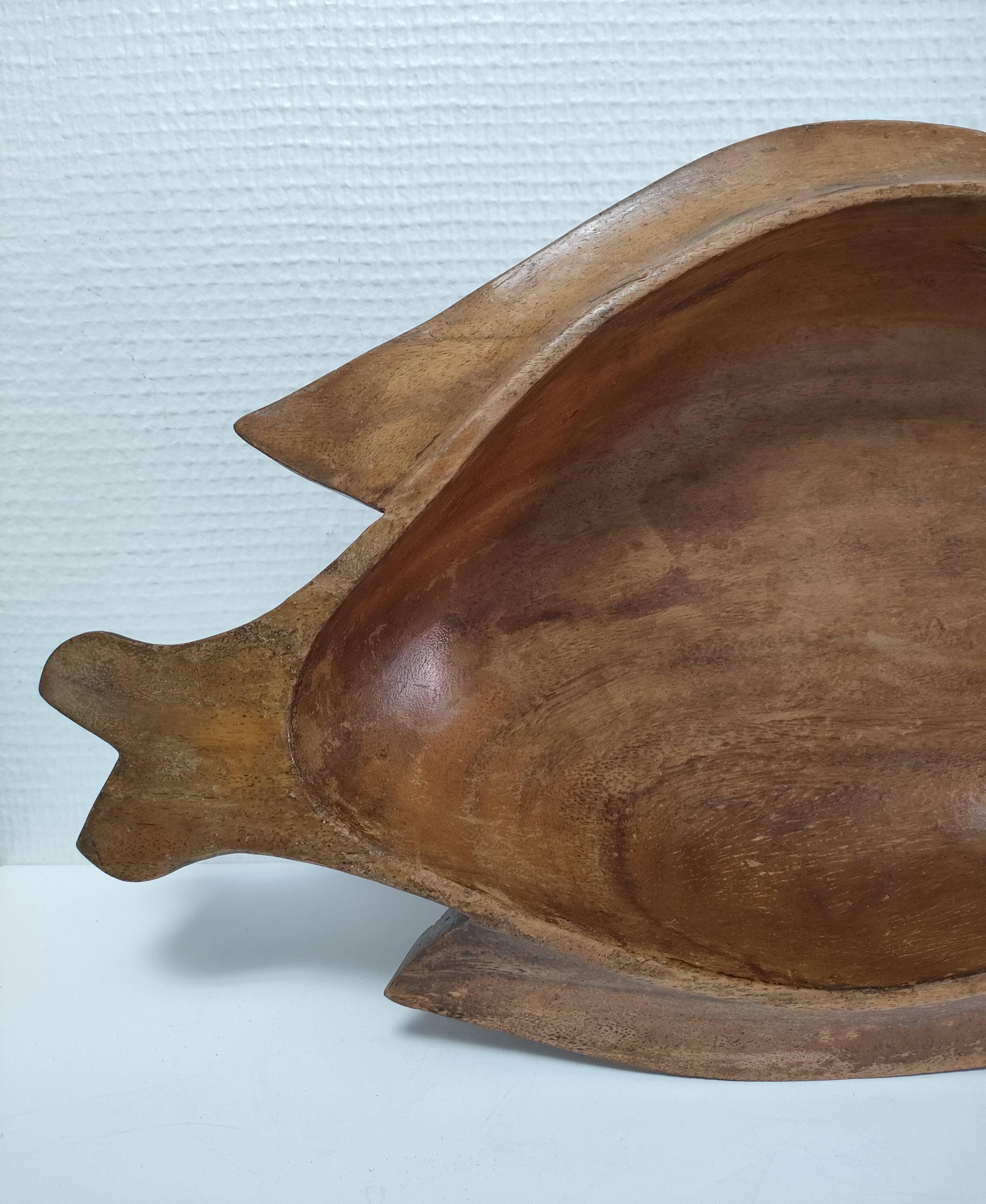 Zoomorphic cut fish wood carved vintage