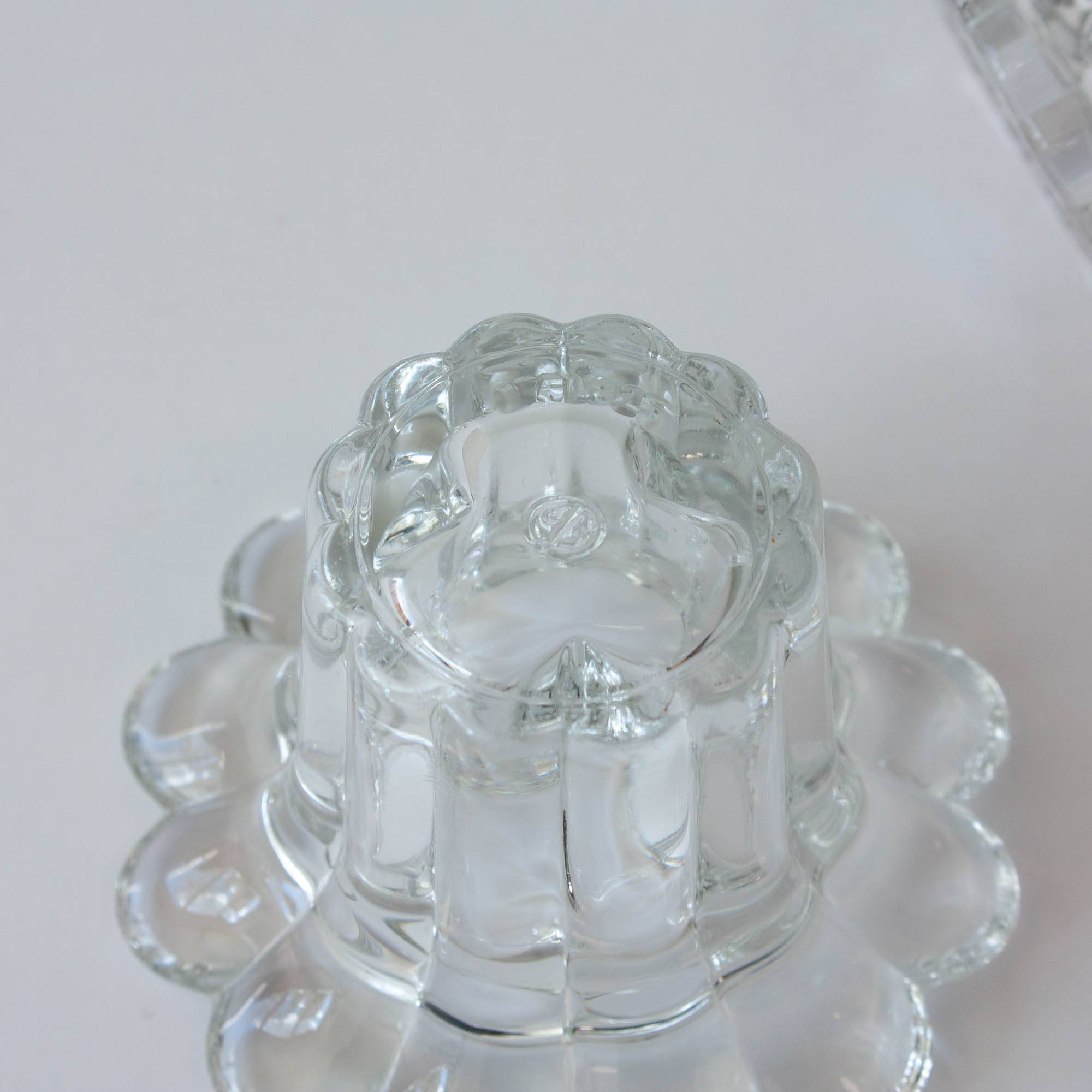 Vintage 1980s Reims-Style Glass Candle Holders