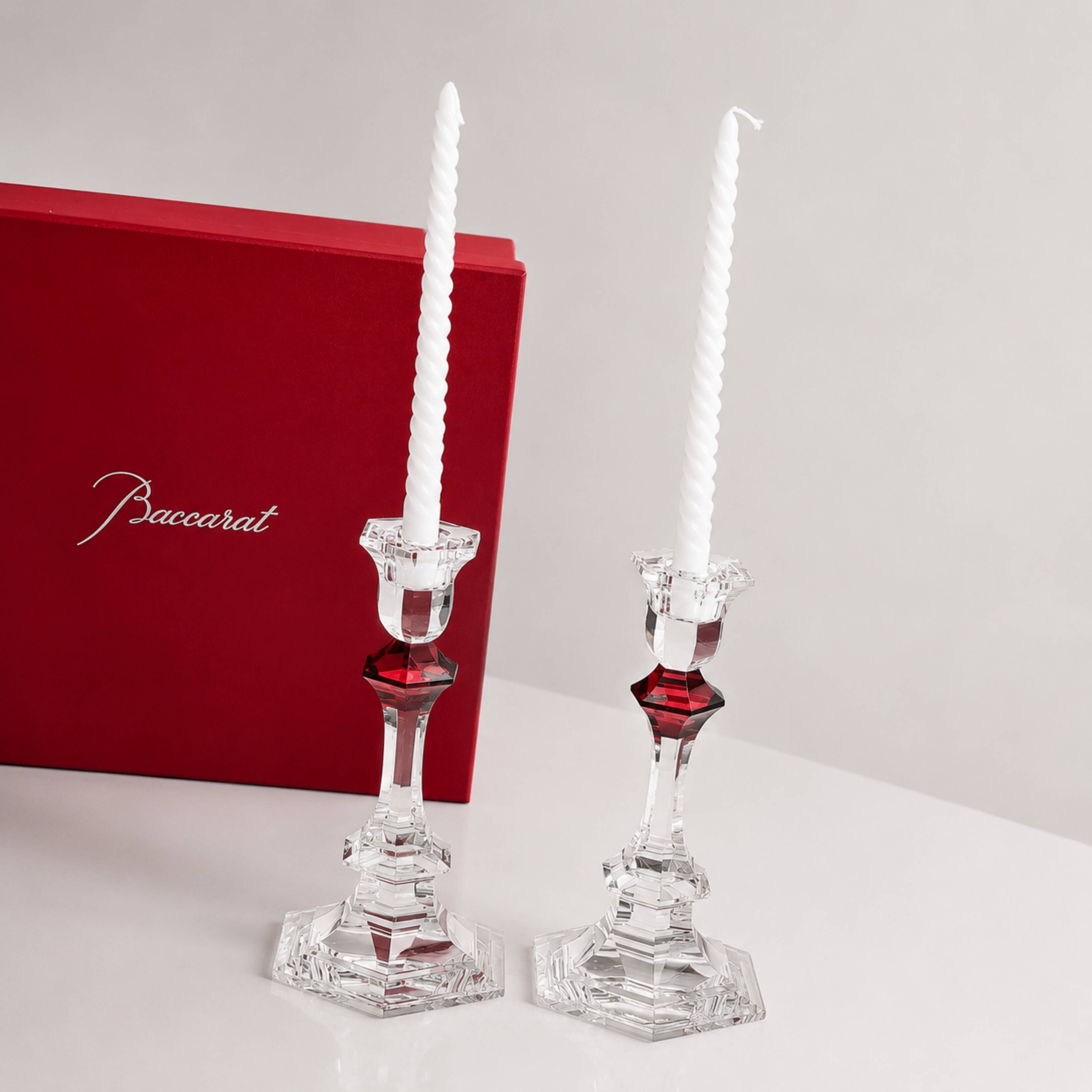 Baccarat - Candlestick (2) - Crystal, Glass - Harcourt candlestick Red