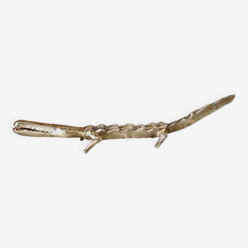 Stylized brass crocodile