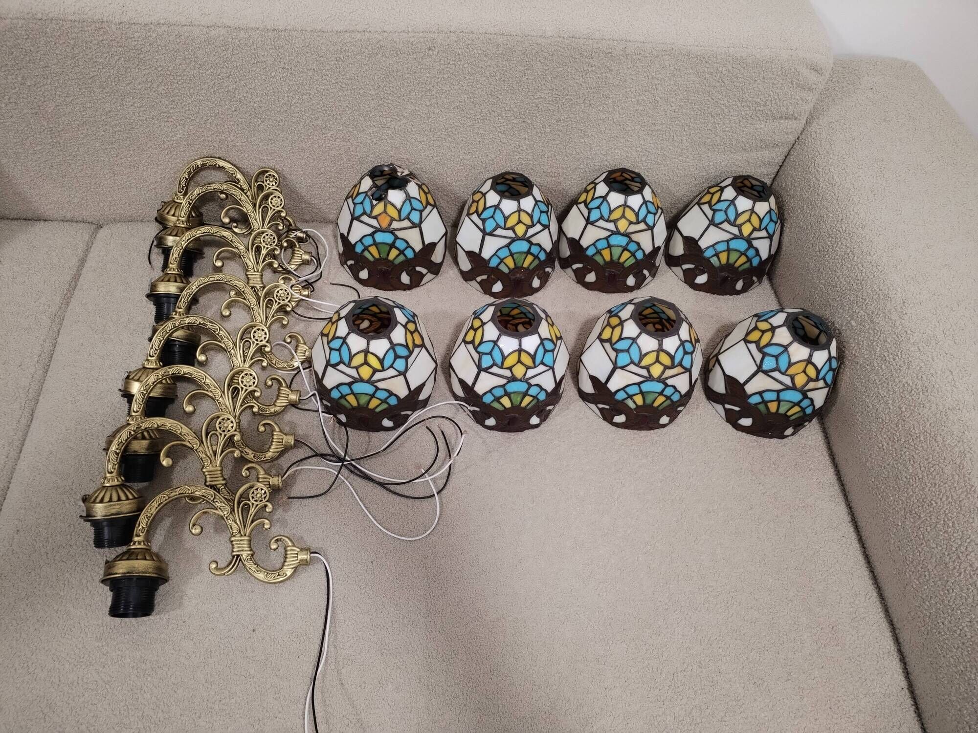 8 brass wall lights