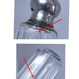 Three Art Deco crystal chrome glass bottles