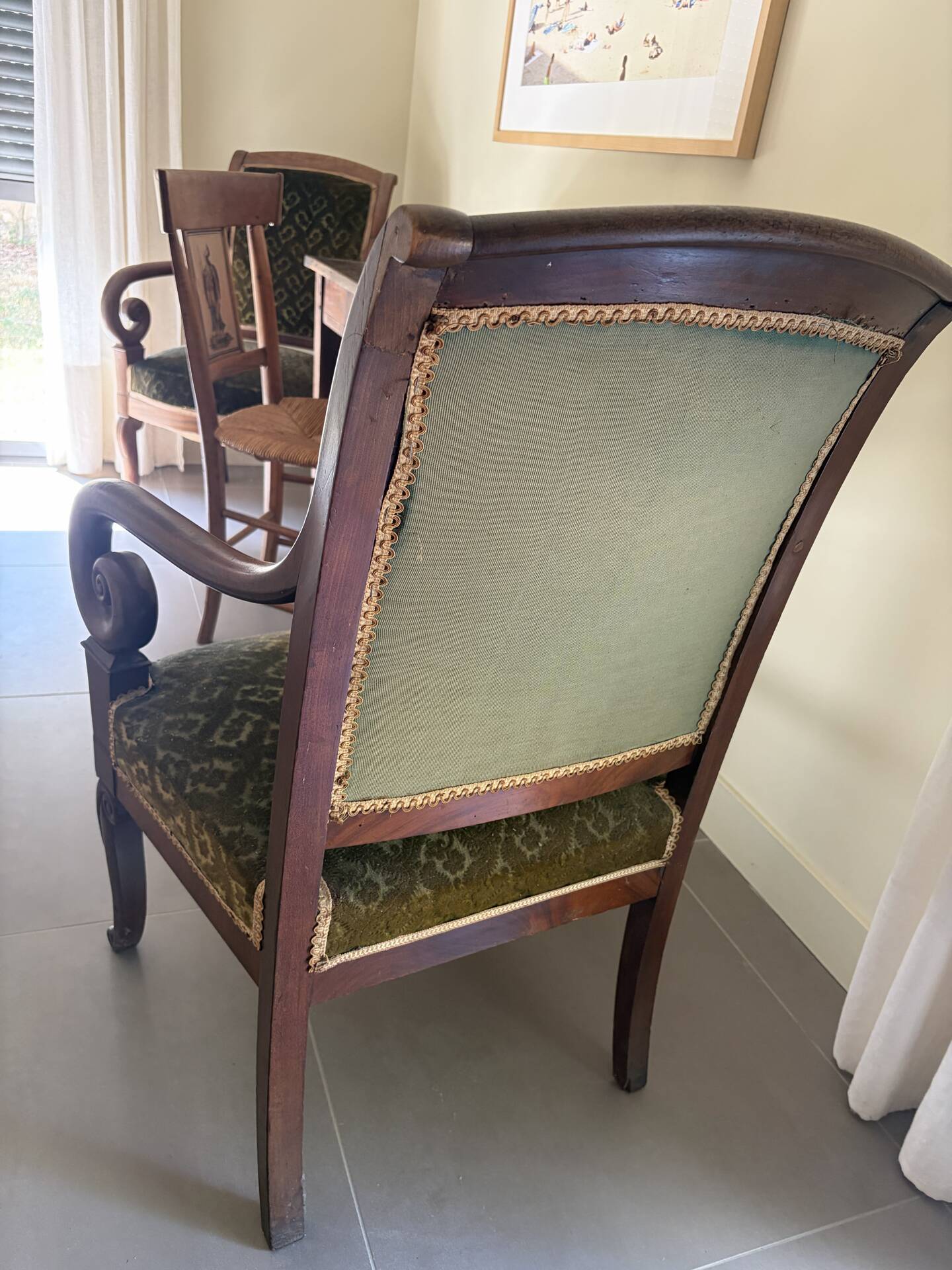 2 Fauteuils velours vert