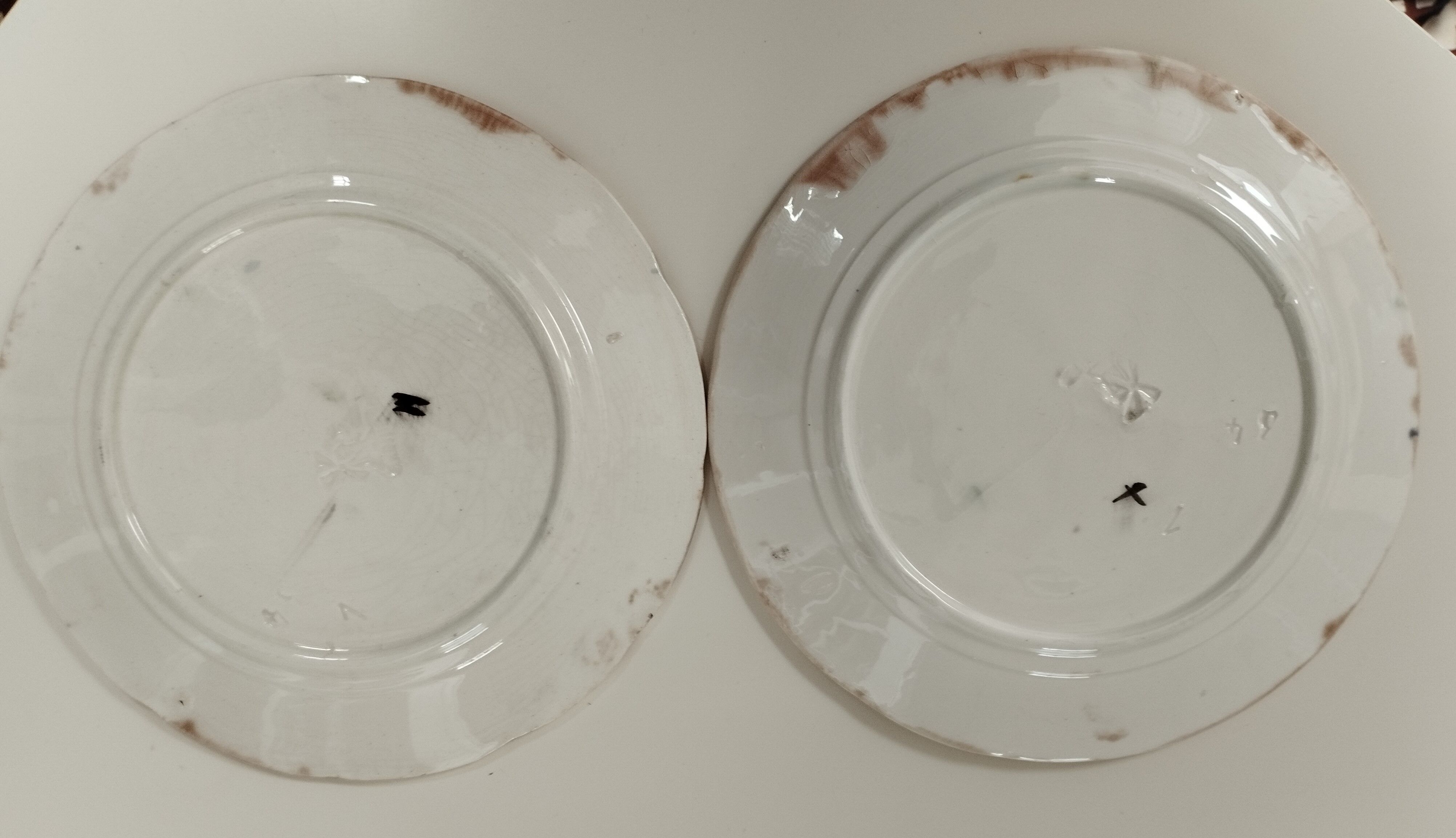 Lot de 2 assiettes en barbotine à motif raisin