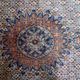 1940s handmade wool medallion rug, ivory and navy, 212 × 312 cm