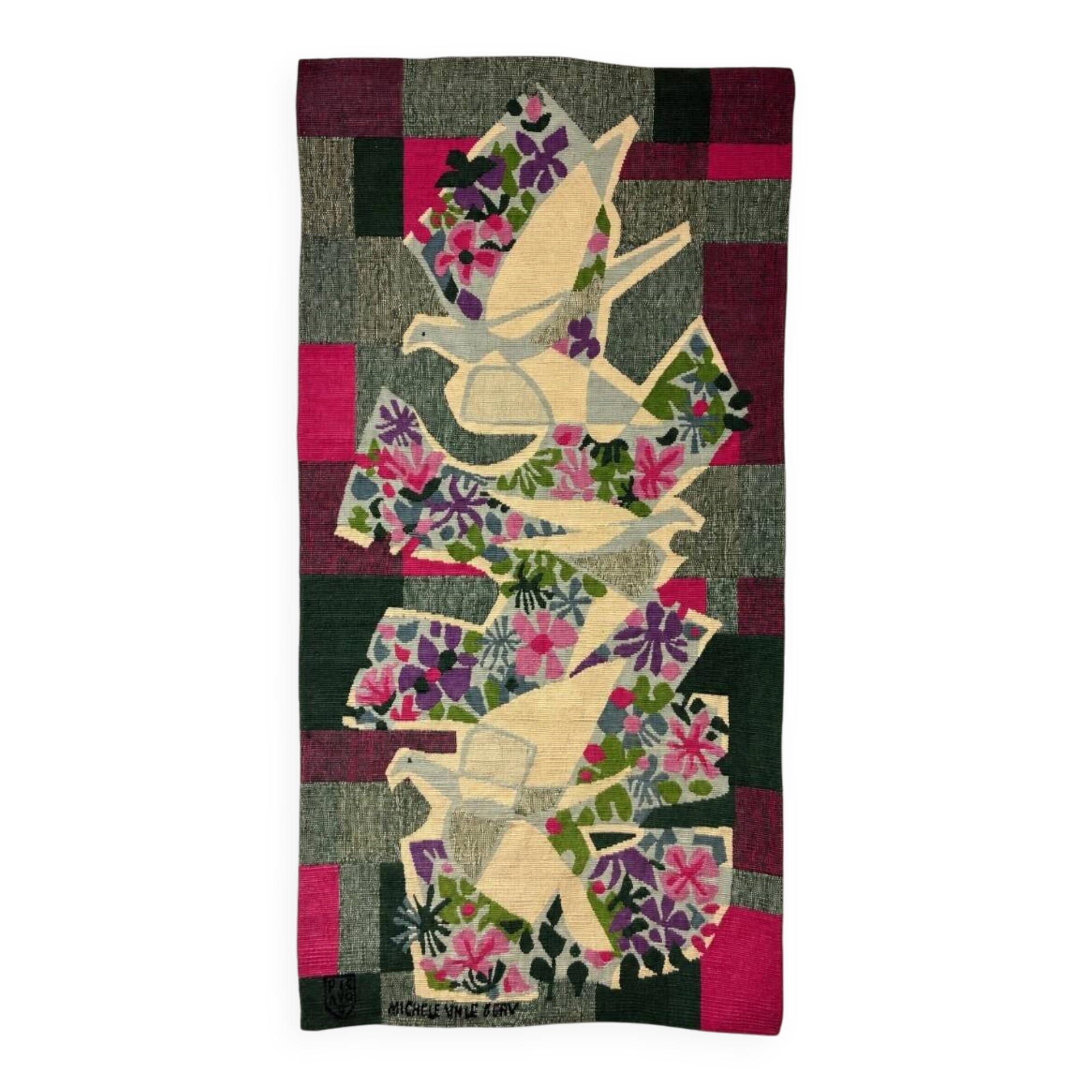 Aubusson tapestry in wool after Michèle Van Hout Le Beau