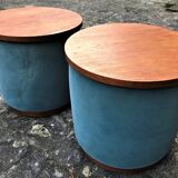 Paire de tables « tambour » vers 1950