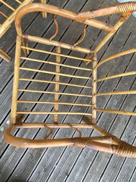 Pair rattan armchairs