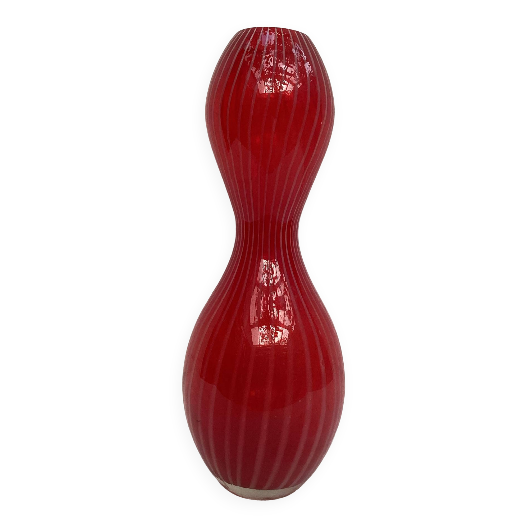 Red glass vase dimension: height -33cm- width -12cm-