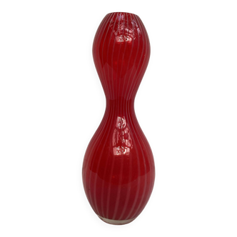 Red glass vase dimension: height -33cm- width -12cm-