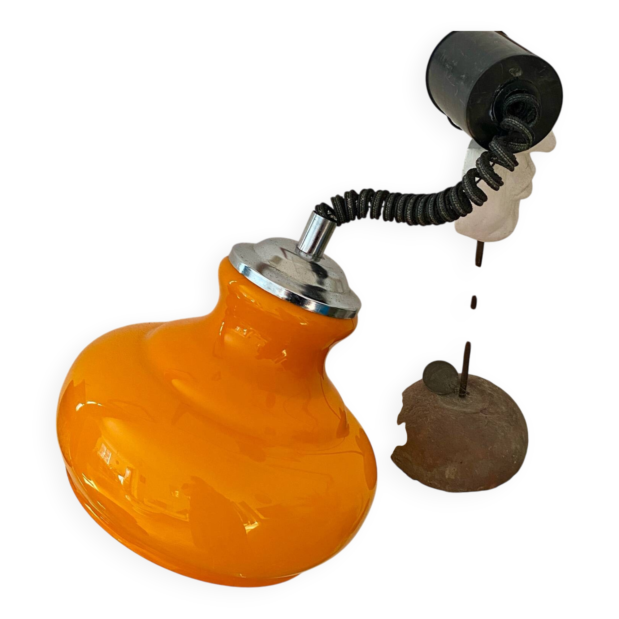 Vintage orange opaline pendant light