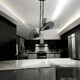 Architectural Black and white Murano Glass Rod  Light Pendant 1980’s