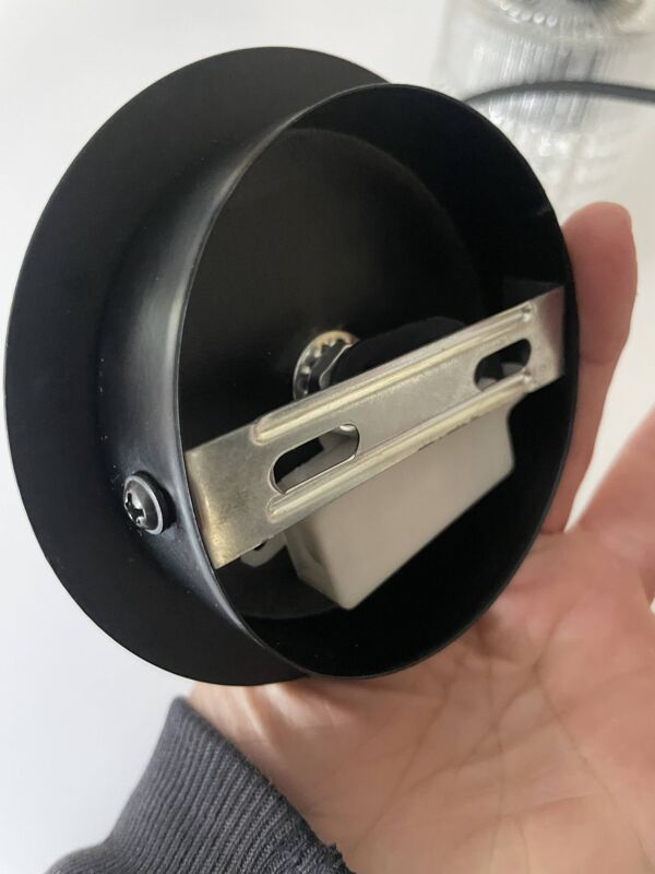 Suspension chromée années 70 globe verre moulé