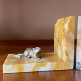 Art deco bookends by Jean Garnier, bronze and marble.