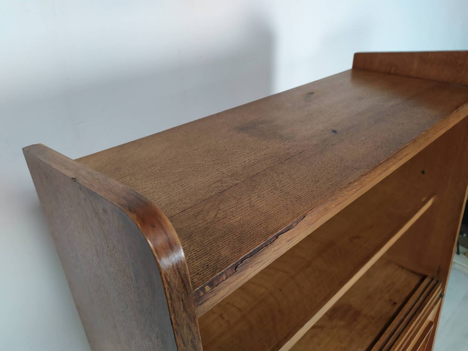 Vintage oak secretary shelf