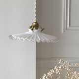 Pleated opaline pendant light