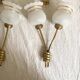Set of 4 double wall lights in brass and frosted glass