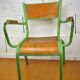 Metal and wood school chair with armrest