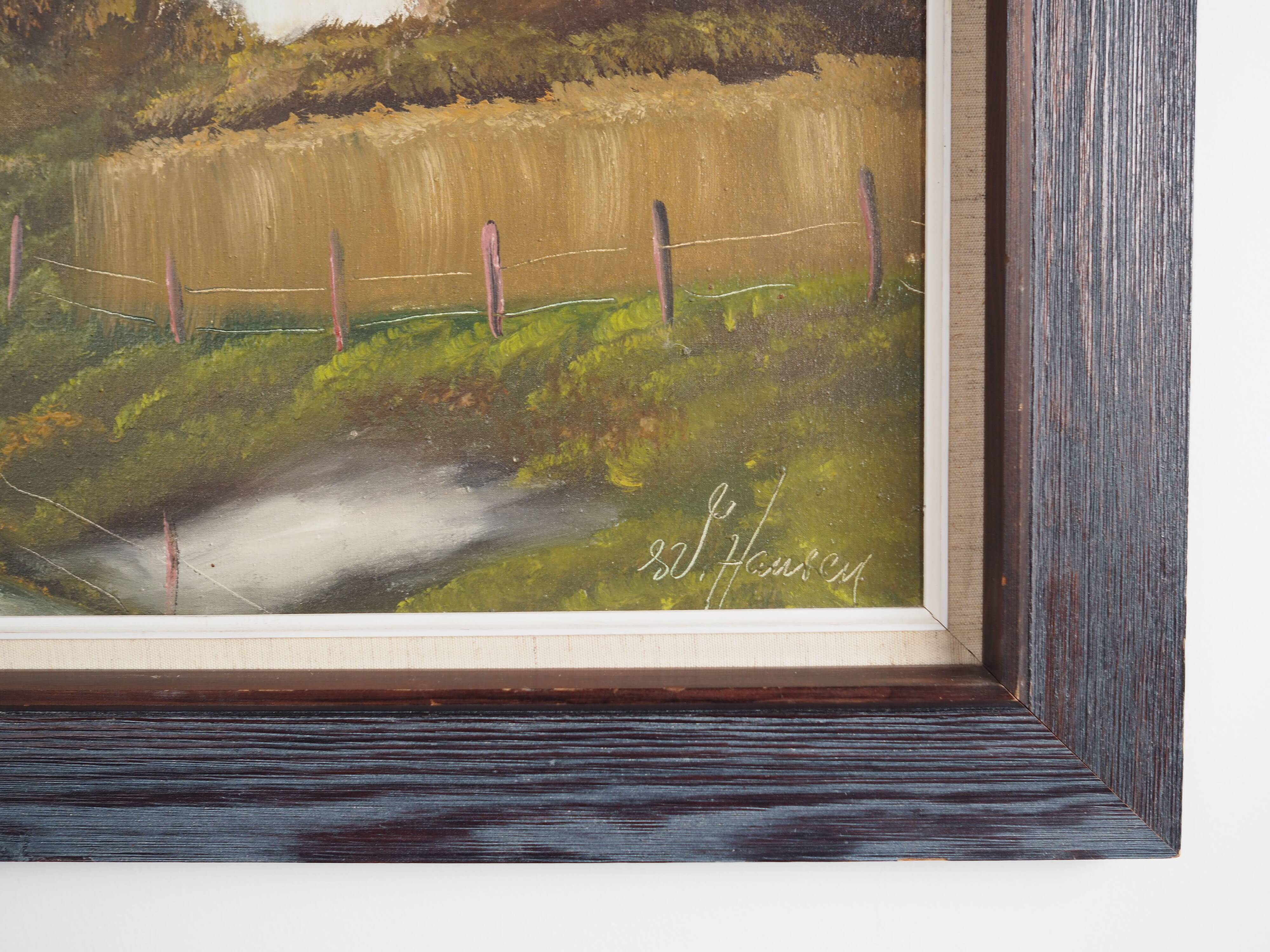 Painting „The Farmhouse on the Side”, Scandinavian design, 1970s