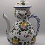 Mediterranean ceramic pitcher with hand-painted floral motif decoration, Italy
