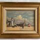 Tableau : huile sur panneau vue de port breton