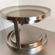 2 vintage 1970s smoked glass and brushed metal nesting coffee tables