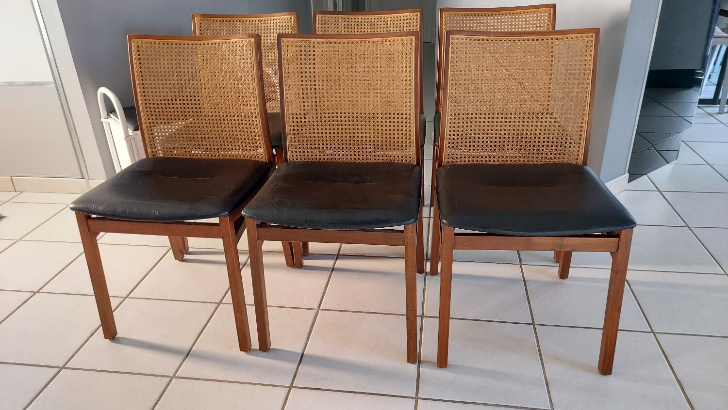 Suite of 6 vintage Scandinavian teak chairs 1970