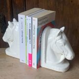 Vintage Horse Head White Ceramic Bookends