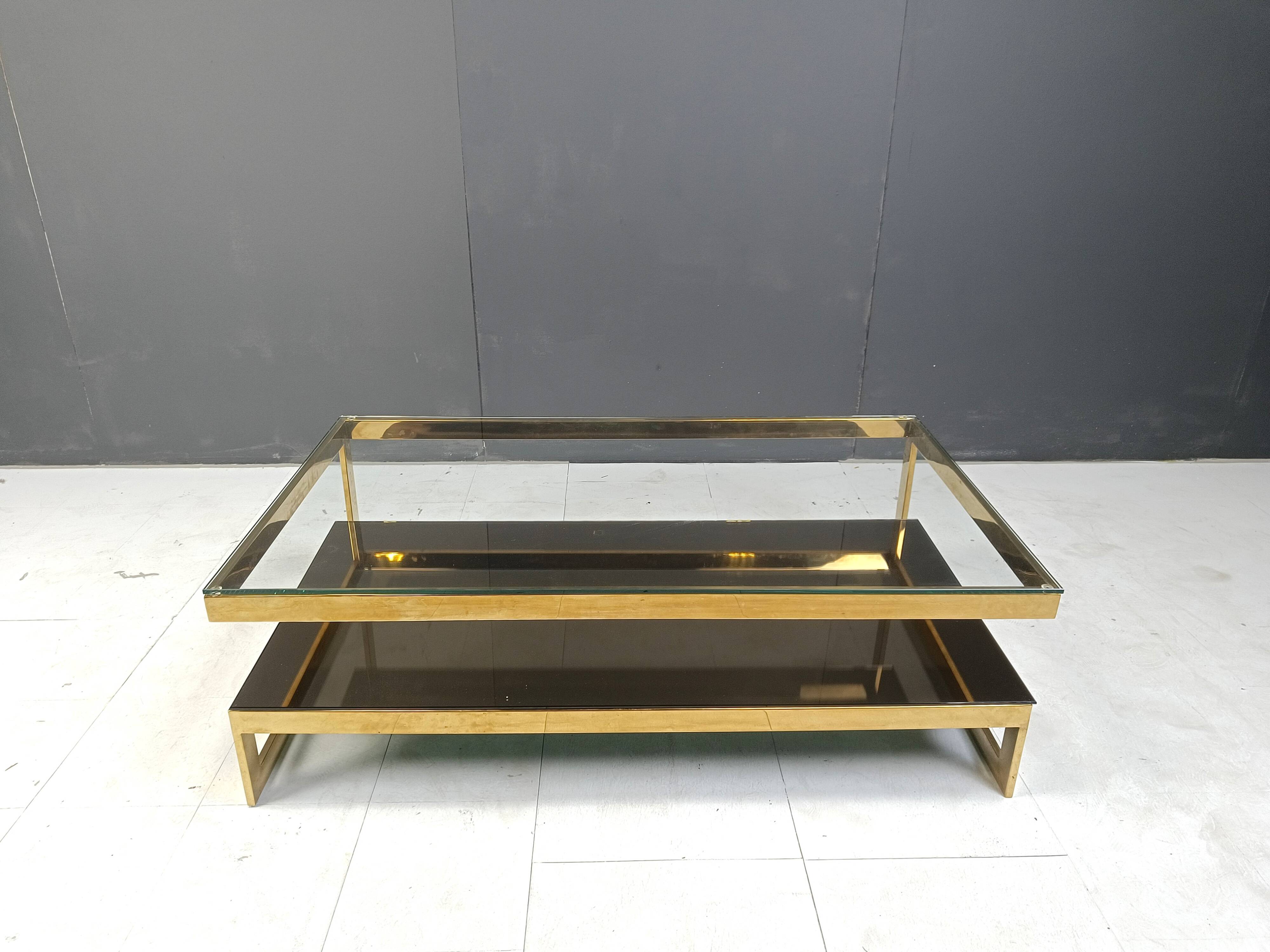 Vintage two tier belgochrom 23kt coffee table, 1970s