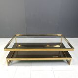 Table basse vintage à deux niveaux en belgochrome 23kt, années 1970