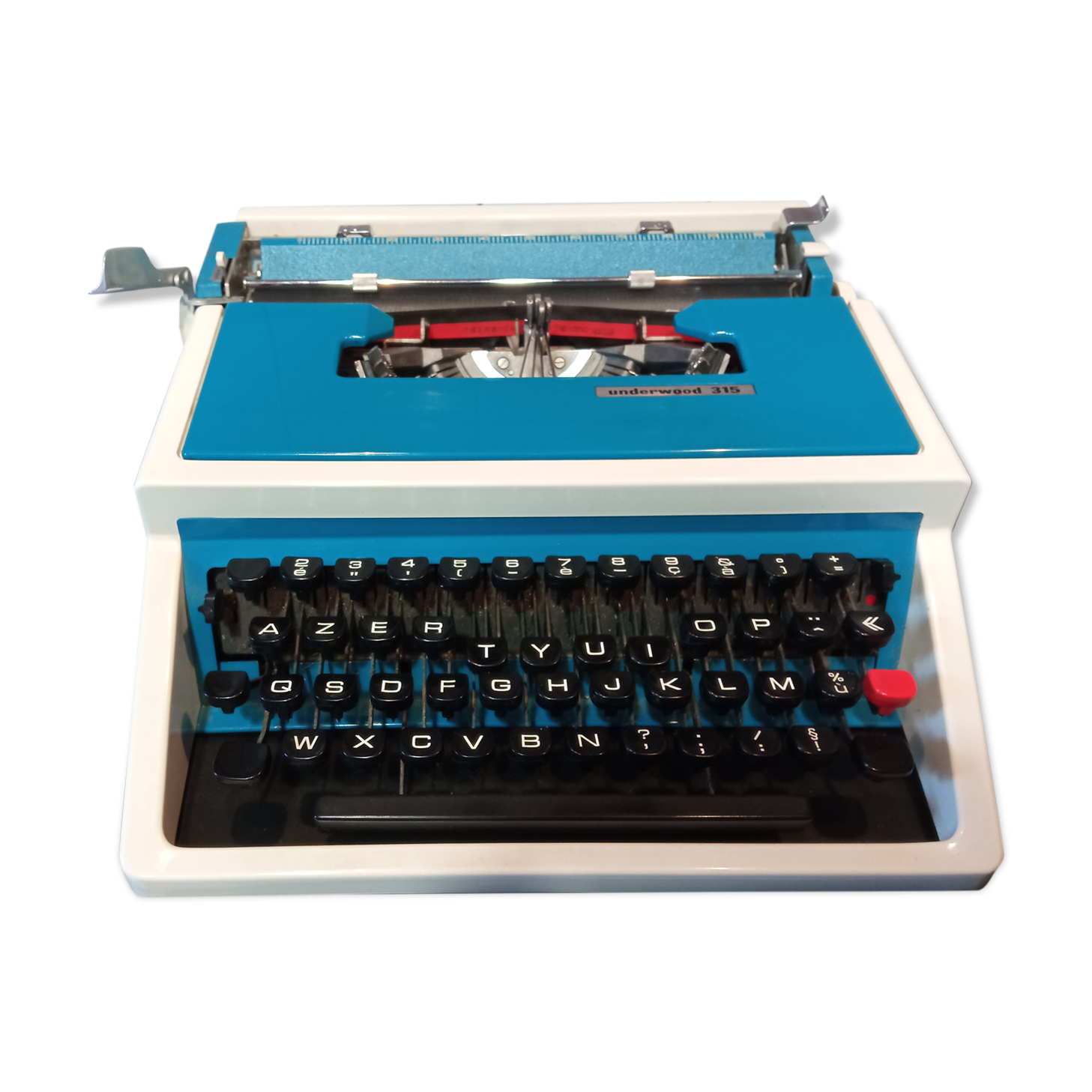 Blue Underwood 315 Portable Typewriter