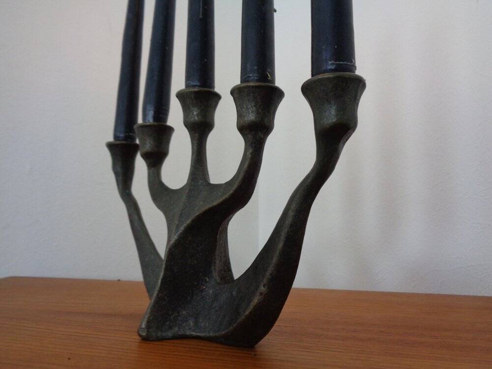 Brutalist Bronze Candleholder by Michael Harjes, 1960s