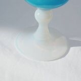 Vase soliflore opaline bleu vintage