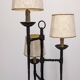 Brutalist tripod floor lamp with 3 lights in wrought iron, France circa 1950.