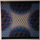 Plate by Victor Vasarely – "Universal Structure of the Hexagon" – Op A