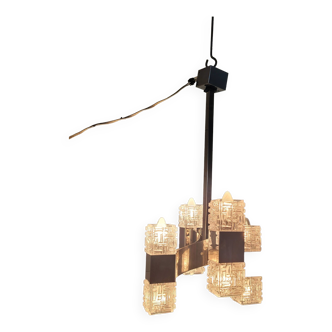 Chrome and glass pendant chandelier by Sciolari, Italy, 1960s