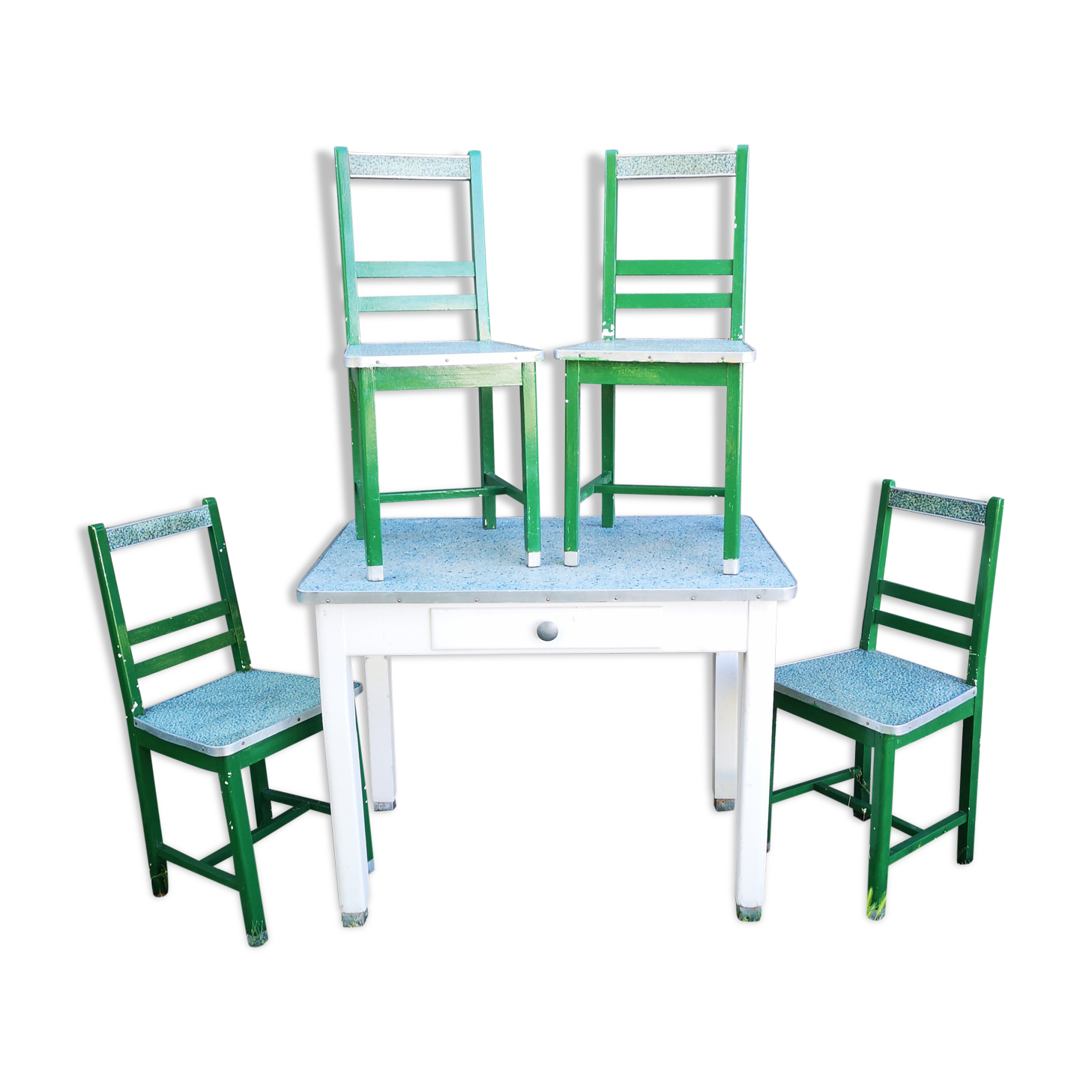 Kitchen table with 4 vintage chairs, 1950s