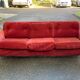 Vintage Scandinavian 3-seater burgundy velvet sofa