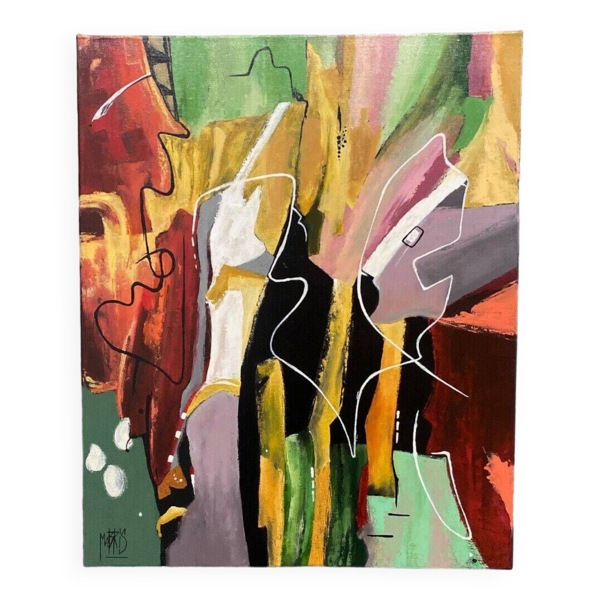 Huile sur toile composition moderne par Mabris Parfum d'exil